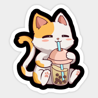 Boba Tea Bubble Cat Kawaii Neko Anime Cute Cat Boba Sticker